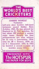 1956 D.C.Thomson The World's Best Cricketers (Hotspur) #11 Johnny Wardle Back