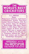 1956 D.C.Thomson The World's Best Cricketers (Hotspur) #12 Doug Insole Back