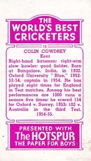 1956 D.C.Thomson The World's Best Cricketers (Hotspur) #15 Colin Cowdrey Back