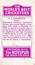 1956 D.C.Thomson The World's Best Cricketers (Hotspur) #17 Ken Barrington Back