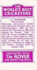 1956 D.C.Thomson The World's Best Cricketers (Rover) #3 Jack Bannister Back
