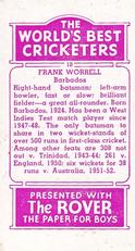 1956 D.C.Thomson The World's Best Cricketers (Rover) #10 Frank Worrell Back