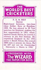 1956 D.C.Thomson The World's Best Cricketers (Wizard) #8 Peter May Back