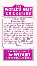 1956 D.C.Thomson The World's Best Cricketers (Wizard) #12 Frederick Stocks Back