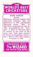 1956 D.C.Thomson The World's Best Cricketers (Wizard) #14 Robin Marlar Back