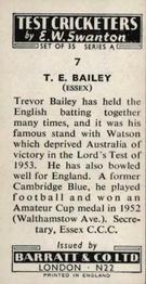 1956 Barratt & Co Test Cricketers Series A #7 Trevor Bailey Back