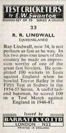 1956 Barratt & Co Test Cricketers Series A #33 Ray Lindwall Back