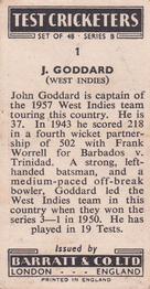 1956 Barratt & Co Test Cricketers Series B #1 John Goddard Back