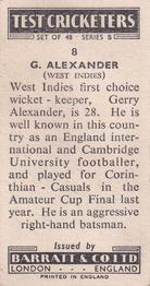 1956 Barratt & Co Test Cricketers Series B #8 Gerry Alexander Back