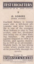 1956 Barratt & Co Test Cricketers Series B #9 Garfield Sobers Back