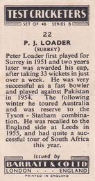 1956 Barratt & Co Test Cricketers Series B #22 Peter Loader Back