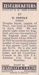 1956 Barratt & Co Test Cricketers Series B #27 Doug Insole Back