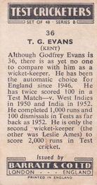 1956 Barratt & Co Test Cricketers Series B #36 Godfrey Evans Back