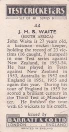 1956 Barratt & Co Test Cricketers Series B #44 John Waite Back
