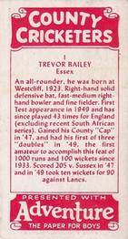 1957 D.C.Thomson County Cricketers (Adventure) #1 Trevor Bailey Back