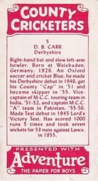 1957 D.C.Thomson County Cricketers (Adventure) #5 Donald Carr Back