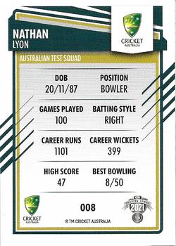 2021-22 TLA Traders Cricket Australia #008 Nathan Lyon Back