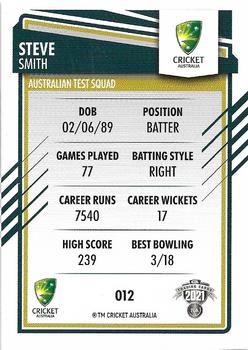 2021-22 TLA Traders Cricket Australia #012 Steve Smith Back