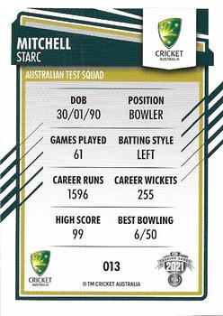 2021-22 TLA Traders Cricket Australia #013 Mitchell Starc Back