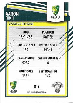 2021-22 TLA Traders Cricket Australia #019 Aaron Finch Back