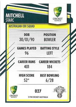2021-22 TLA Traders Cricket Australia #027 Mitchell Starc Back