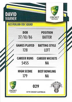 2021-22 TLA Traders Cricket Australia #029 David Warner Back