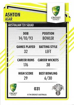 2021-22 TLA Traders Cricket Australia #031 Ashton Agar Back