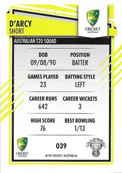 2021-22 TLA Traders Cricket Australia #039 D'Arcy Short Back
