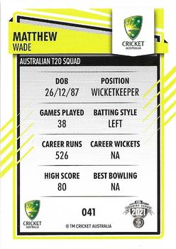 2021-22 TLA Traders Cricket Australia #041 Matthew Wade Back