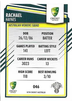 2021-22 TLA Traders Cricket Australia #046 Rachael Haynes Back