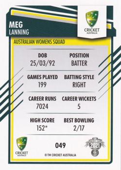 2021-22 TLA Traders Cricket Australia #049 Meg Lanning Back
