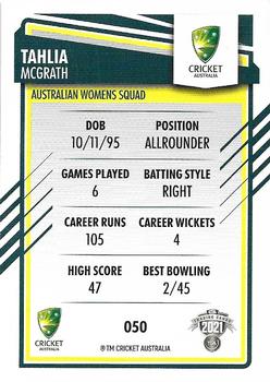2021-22 TLA Traders Cricket Australia #050 Tahlia McGrath Back