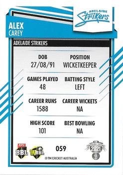 2021-22 TLA Traders Cricket Australia #059 Alex Carey Back