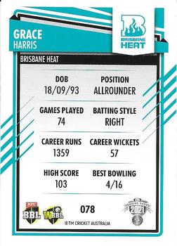 2021-22 TLA Traders Cricket Australia #078 Grace Harris Back