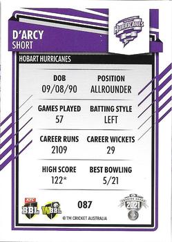 2021-22 TLA Traders Cricket Australia #087 D'Arcy Short Back
