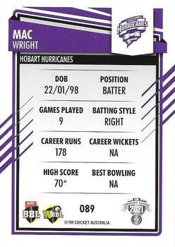 2021-22 TLA Traders Cricket Australia #089 Mac Wright Back