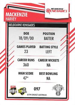 2021-22 TLA Traders Cricket Australia #097 Mackenzie Harvey Back