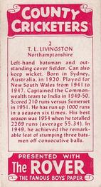 1957 D.C.Thomson County Cricketers (Rover) #2 Jock Livingston Back