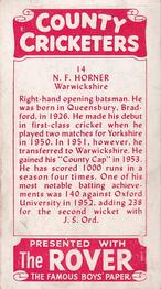 1957 D.C.Thomson County Cricketers (Rover) #14 Norman Horner Back