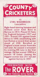 1957 D.C.Thomson County Cricketers (Rover) #15 Cyril Washbrook Back