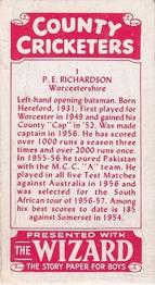 1957 D.C.Thomson County Cricketers (Wizard) #1 Peter Richardson Back
