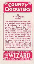 1957 D.C.Thomson County Cricketers (Wizard) #16 Donald Smith Back