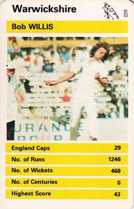 1978 Top Trumps British Cricketers #NNO Bob Willis Front