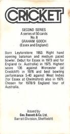 1979 Geo.Bassett Confectionery Cricketers Second Series #8 Graham Gooch Back