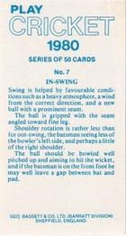 1980 Geo.Bassett Confectionery Play Cricket #7 In-Swing Back