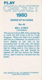 1980 Geo.Bassett Confectionery Play Cricket #43 Bill Athey Back
