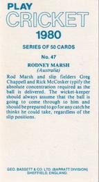 1980 Geo.Bassett Confectionery Play Cricket #47 Rodney Marsh Back