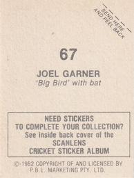 1982 Scanlens Cricket Stickers #67 Joel Garner Back