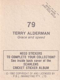 1982 Scanlens Cricket Stickers #79 Terry Alderman Back