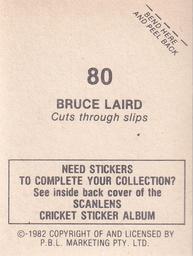 1982 Scanlens Cricket Stickers #80 Bruce Laird Back